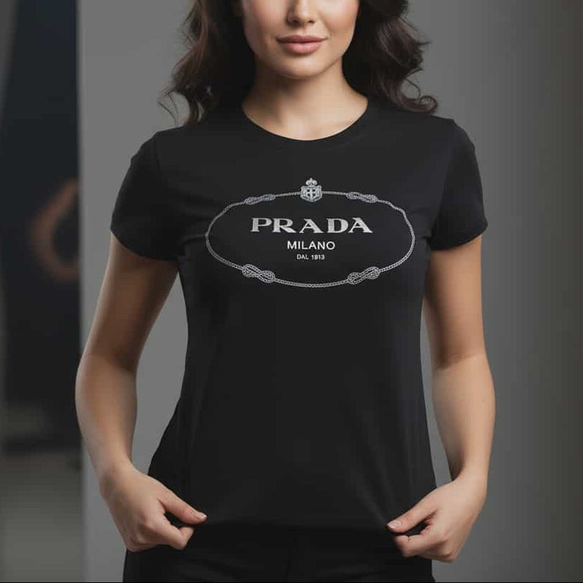 Тениска със сребърен принт PRD03