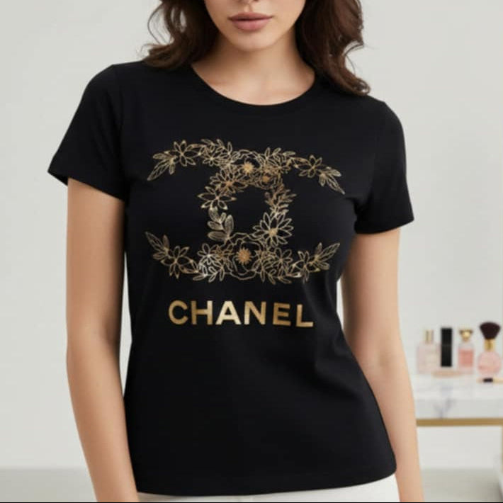 Тениска със златен принт CH01