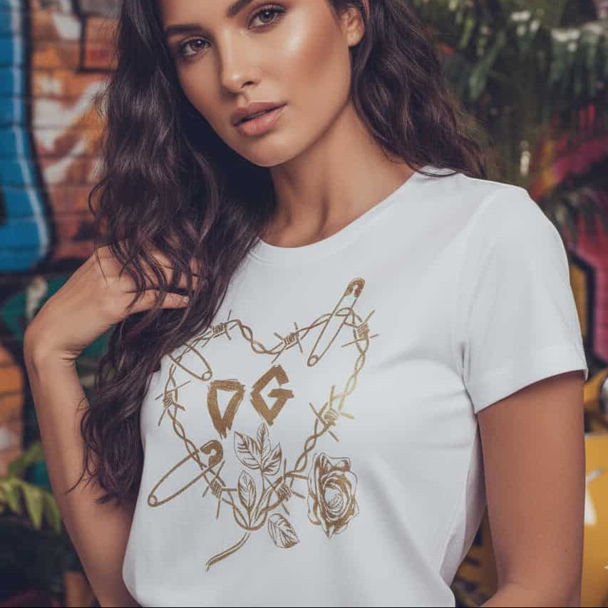 Тениска със златен принт DG05