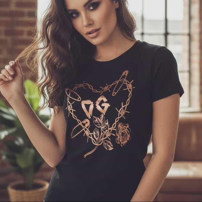 Тениска с розово злато принт DG06