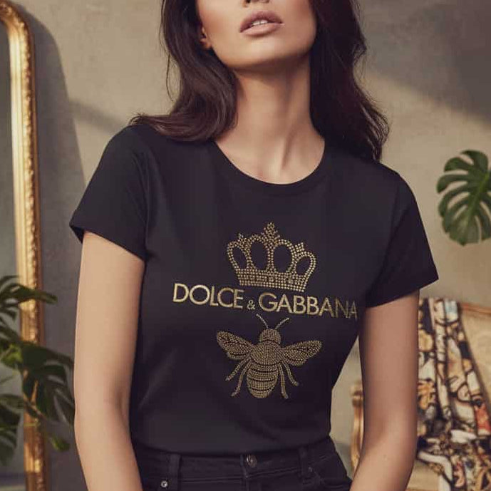 Тениска с розово злато принт DG07