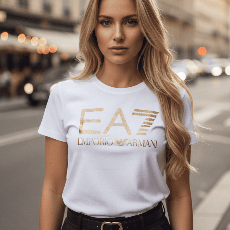 Тениска със златен принт AR41