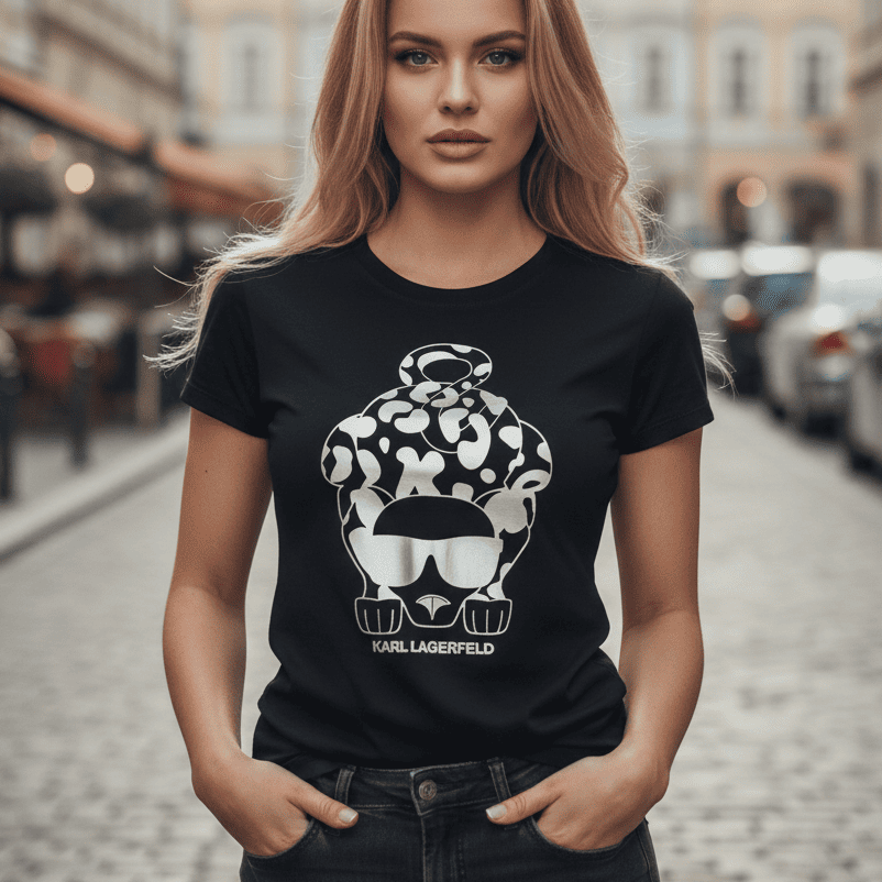 Тениска със сребърен принт - KL62