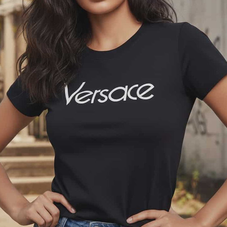 Тениска с велурен принт VS15 - FashionVibe