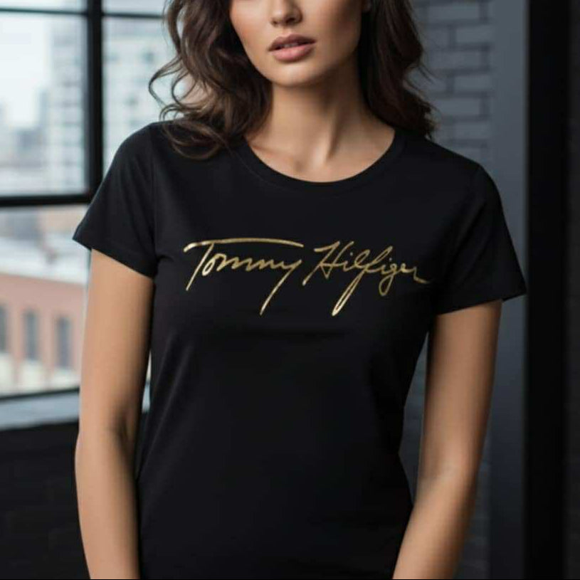 Тениска със златен принт TH17