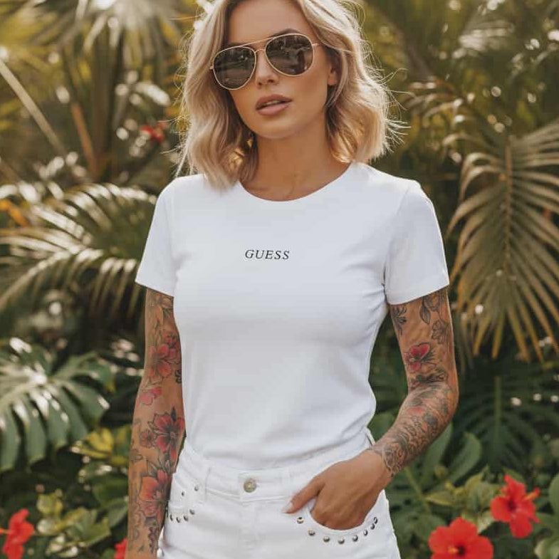 Тениска с велурен принт GS2015 - FashionVibe