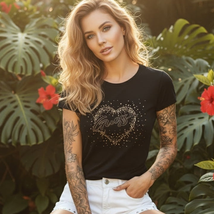 Тениска с розово принт GS2023 - FashionVibe