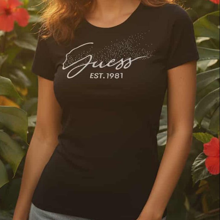 Тениска със сребърен принт GS2035 - FashionVibe