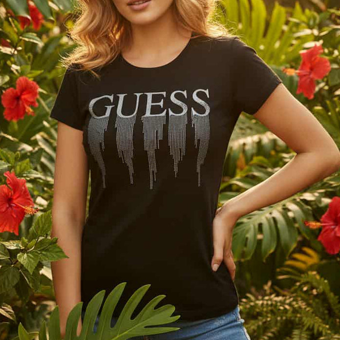 Тениска със сребърен принт GS2065 - FashionVibe