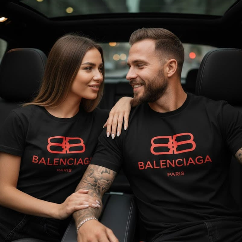 Тениски за двойки с велурен принт 27 - FashionVibe