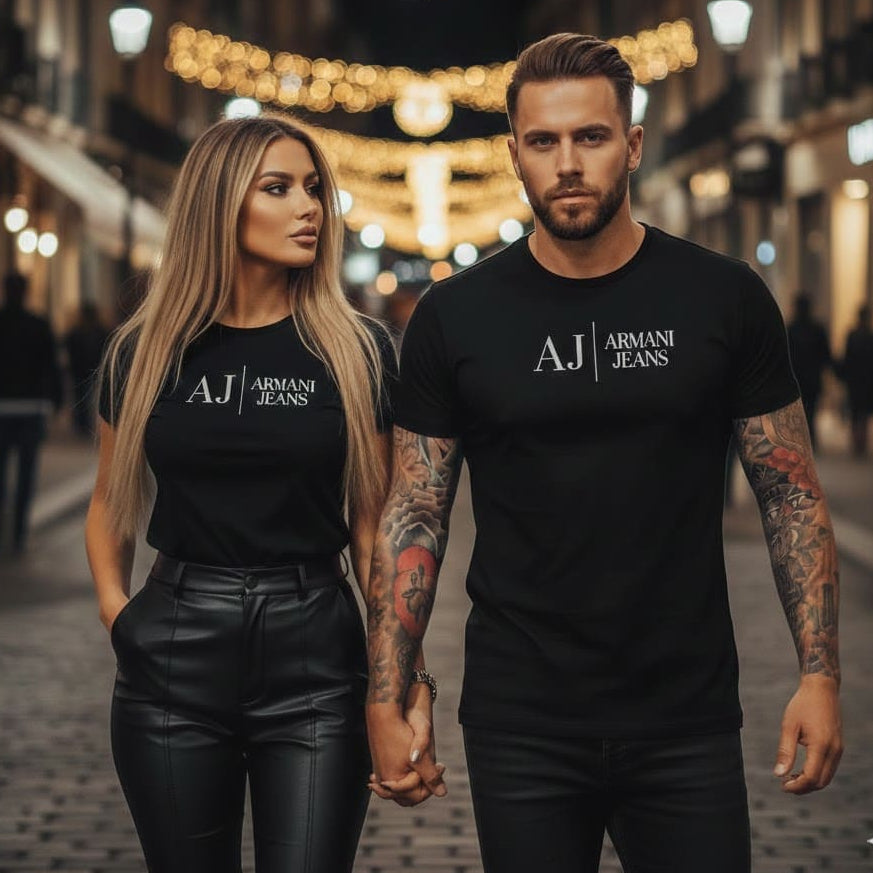 Тениски за двойки със сребърен принт - 33 - FashionVibe