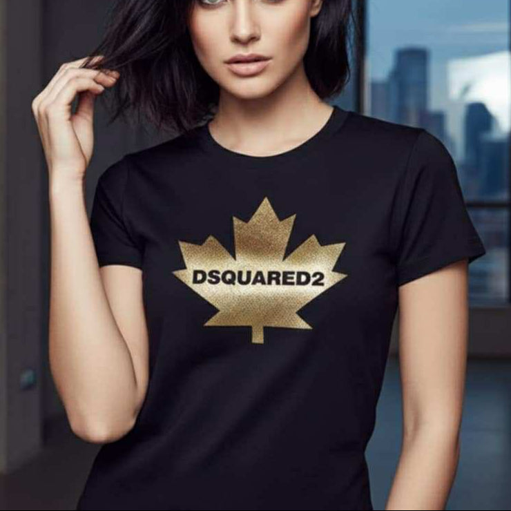 Тениска със златен принт DSQ04