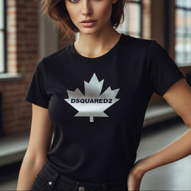 Тениска със сребърен принт DSQ02