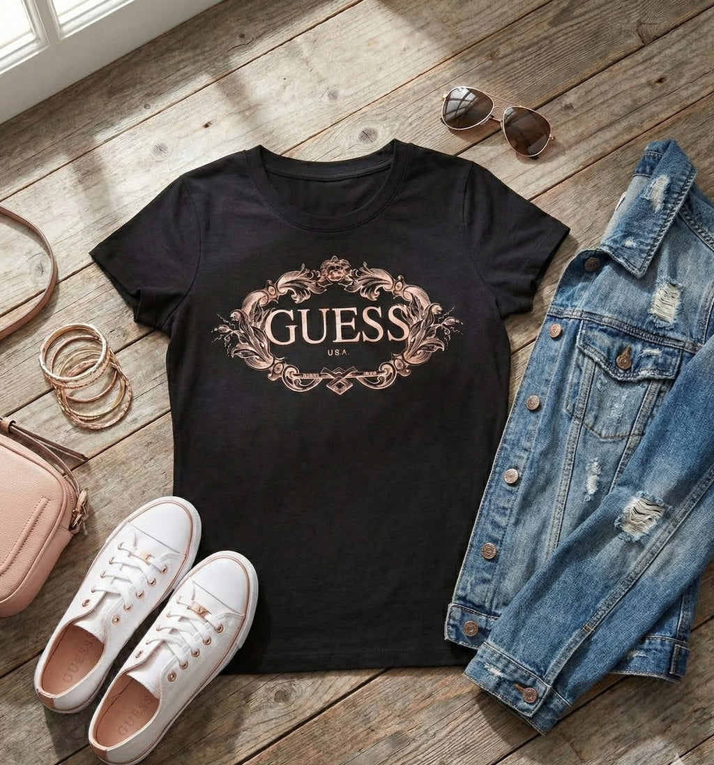 Тениска с розово злато принт GS2098 - FashionVibe