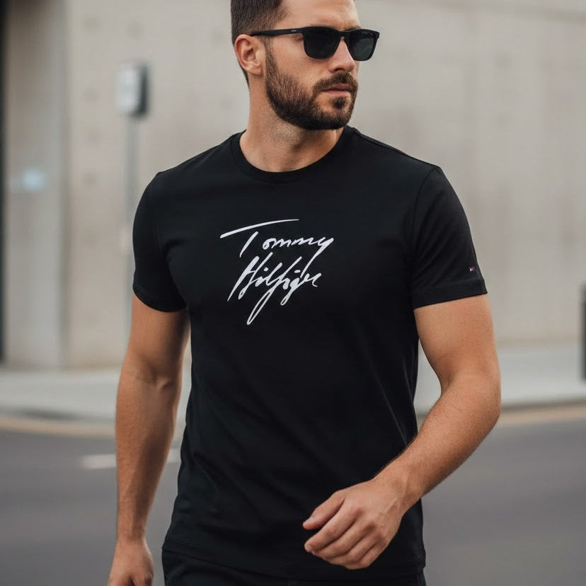 Мъжка тениска със сребърен принт - 109