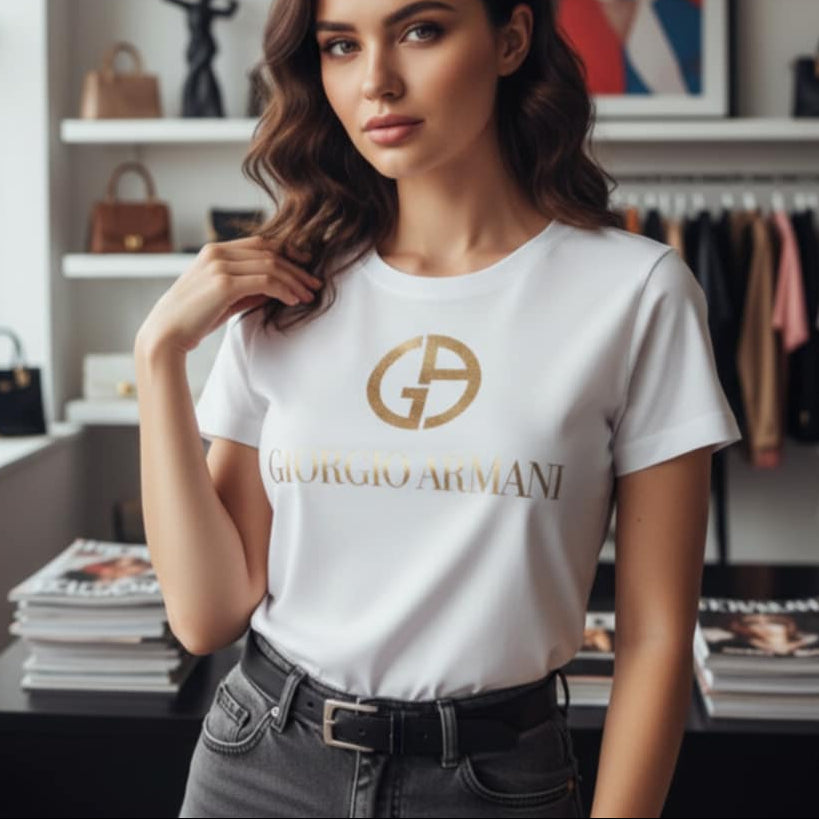 Тениска със златен принт AR17