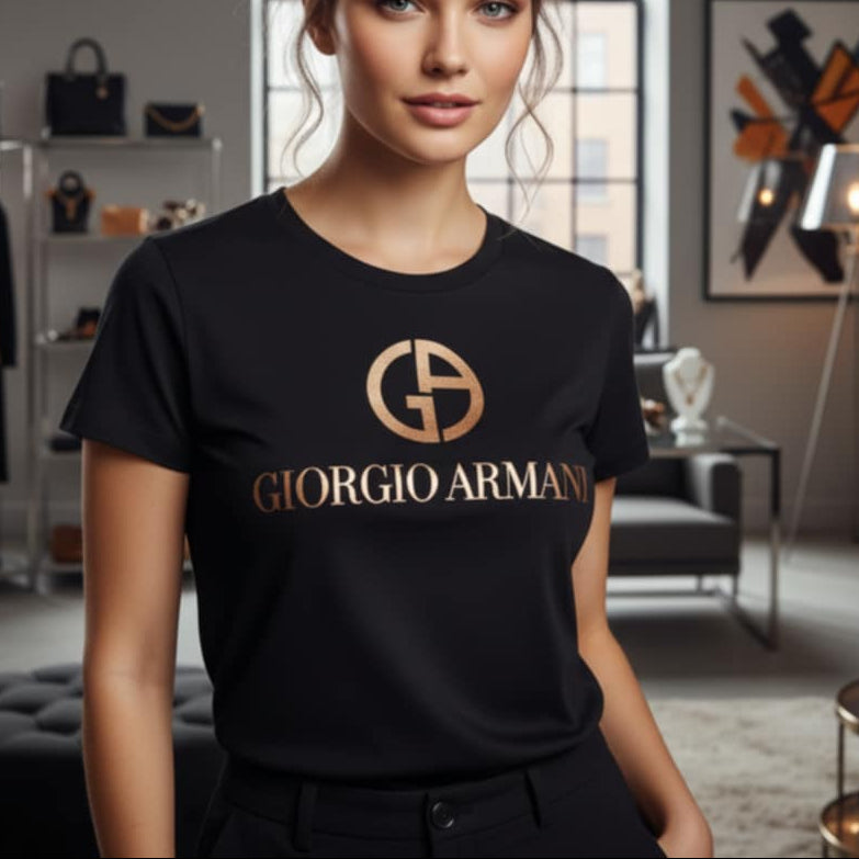 Тениска с розово златен принт AR18