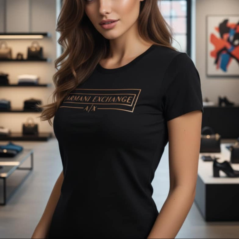 Тениска с розово златен принт AR35