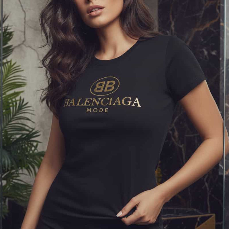 Тениска със златен принт BB03