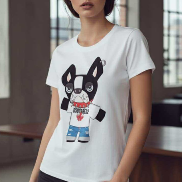 Тениска с велурен принт DSQ09