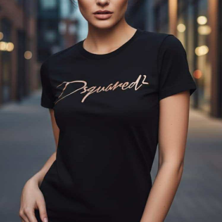 Тениска с розово златен принт DSQ21