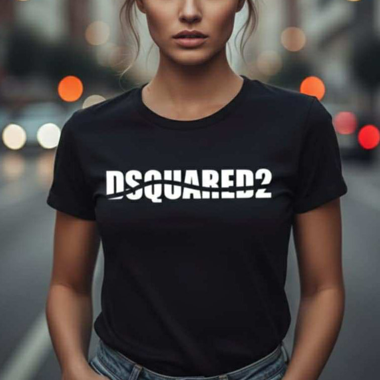 Тениска с велурен принт DSQ30