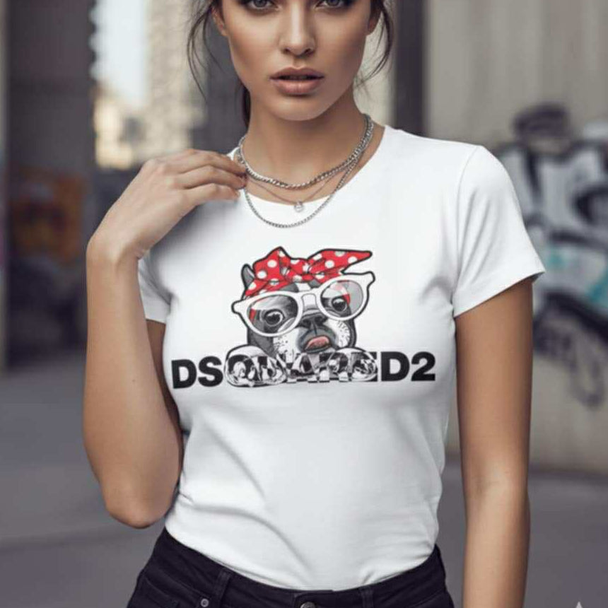 Тениска с велурен принт DSQ33