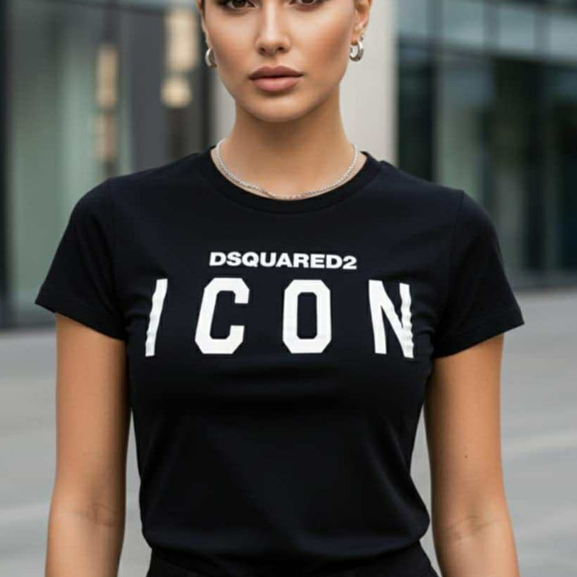 Тениска със сребърен принт DSQ50