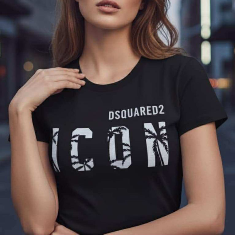 Тениска със сребърен принт DSQ53