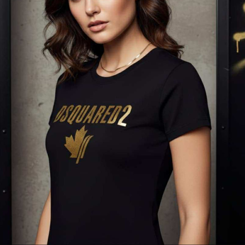 Тениска със златен принт DSQ60