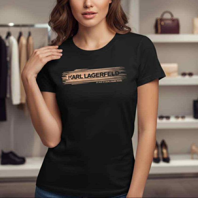 Тениска с розово златен принт KL11 - FashionVibe