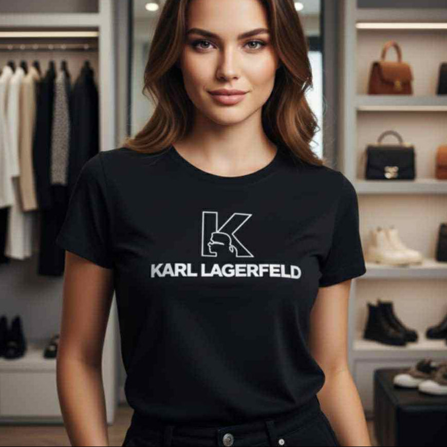 Тениска с велурен принт KL12 - FashionVibe