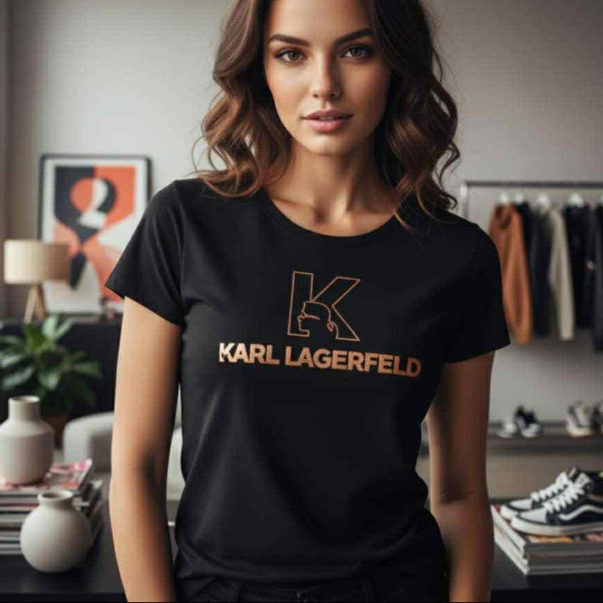 Тениска с розово злато принт KL20 - FashionVibe