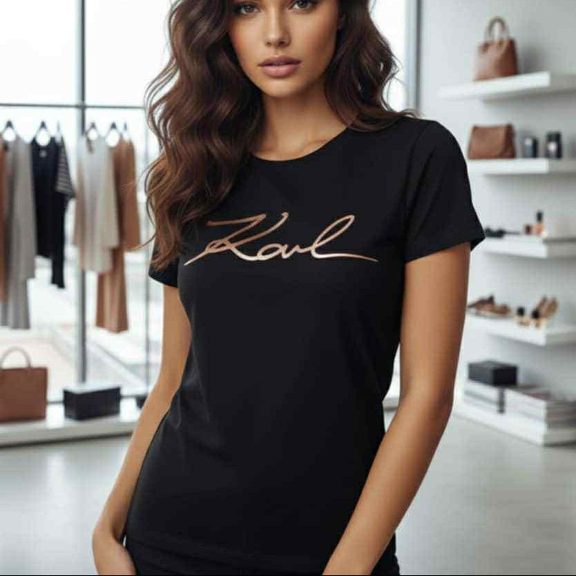 Тениска с розово злато принт KL24