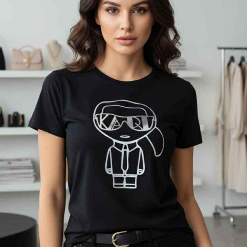 Тениска със сребърен принт KL25