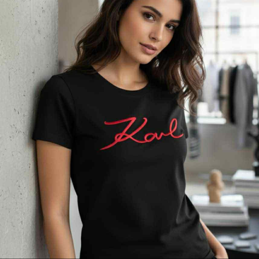 Тениска с велурен принт KL31