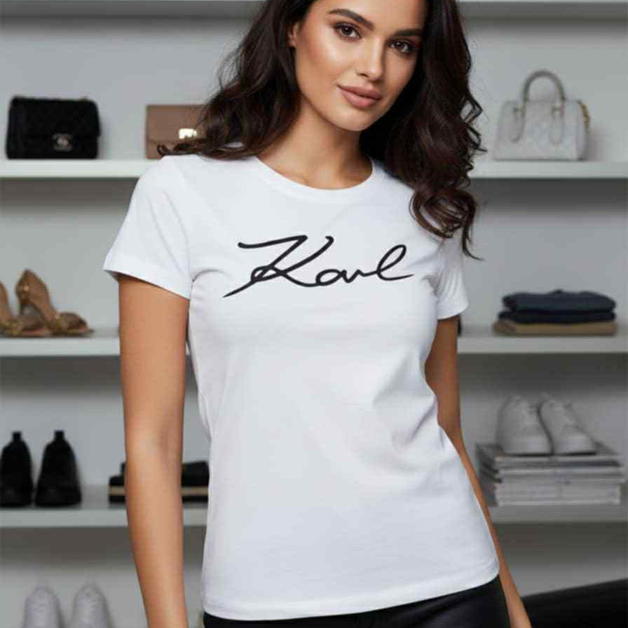 Тениска с велурен принт KL33