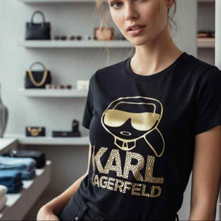 Тениска със златен принт KL34