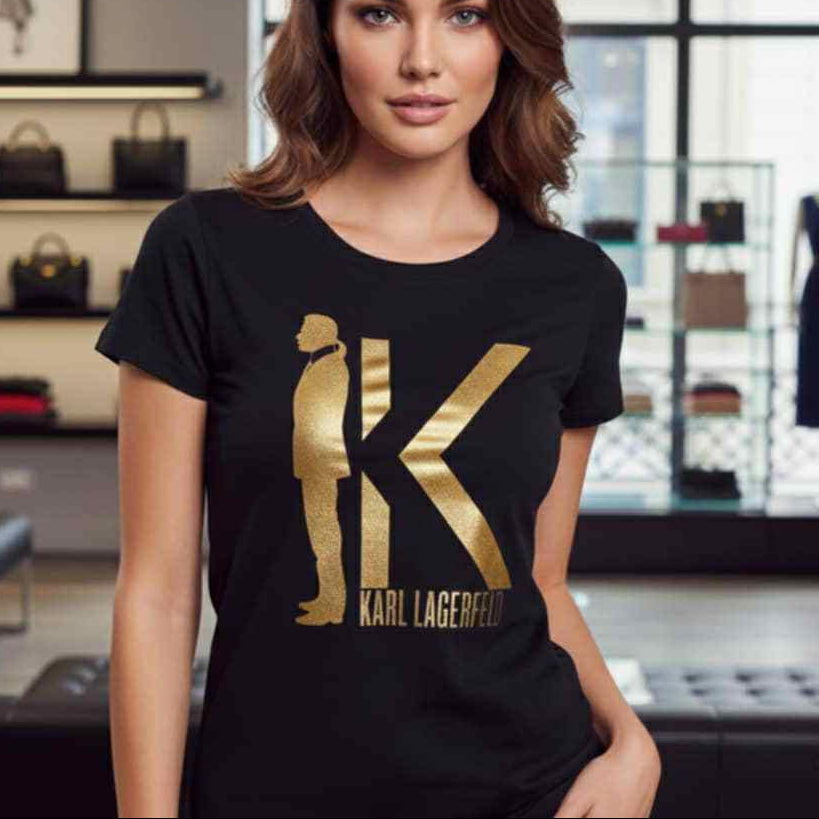 Тениска със златен принт KL37