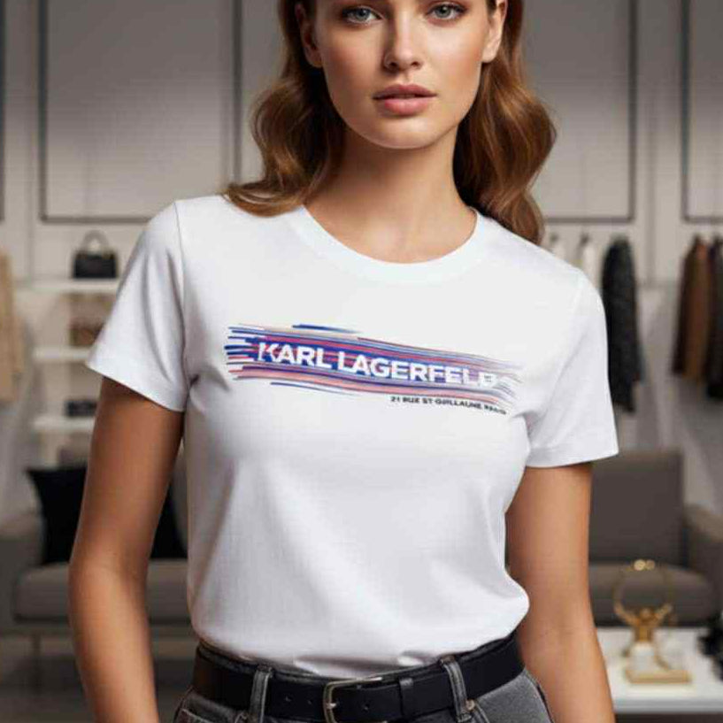 Тениска със сребърен принт KL39