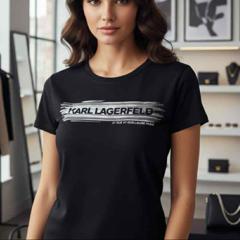 Тениска със сребърен принт KL43