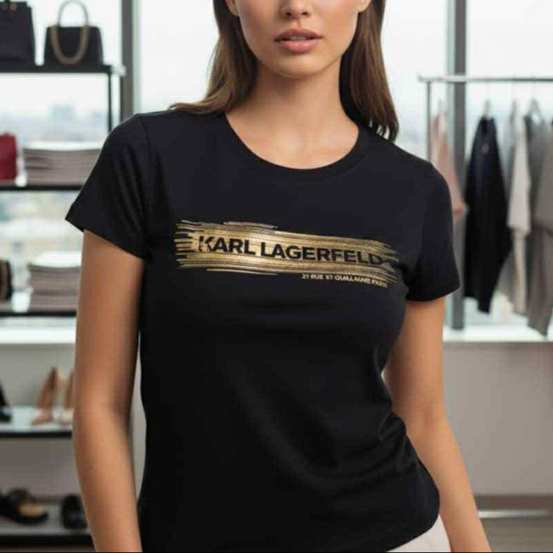 Тениска със златен принт KL45