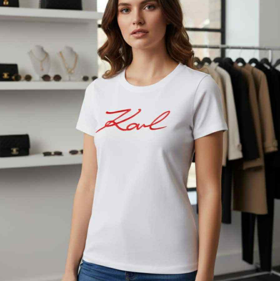 Тениска с велурен принт KL50