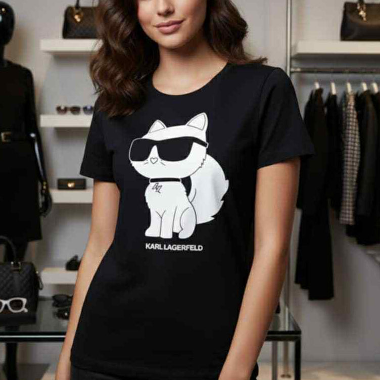 Тениска с велурен принт KL52