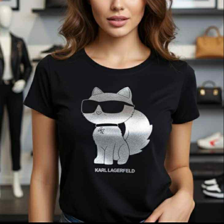 Тениска със сребърен принт KL53