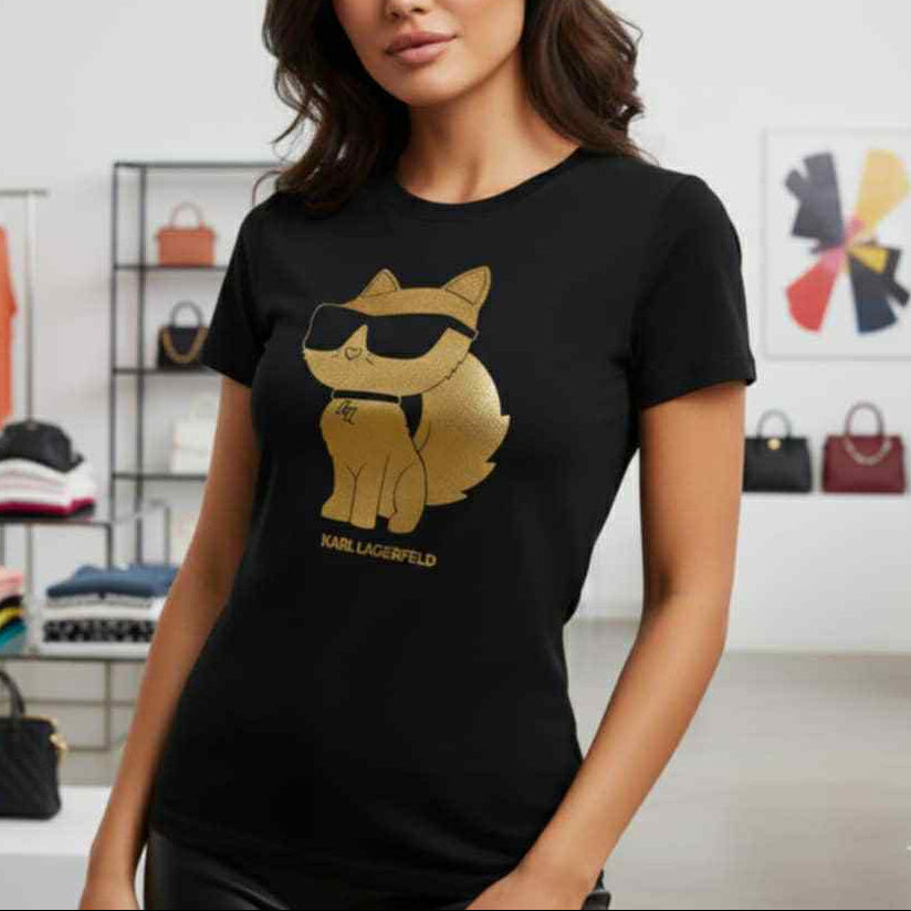 Тениска със златен принт KL55