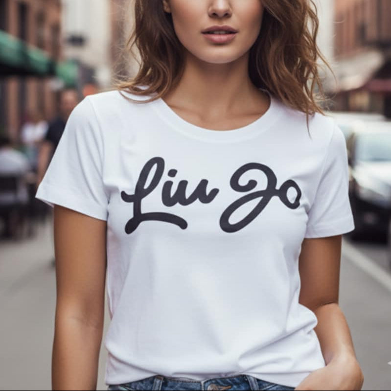 Тениска с черен велурен принт LJ3003 - FashionVibe