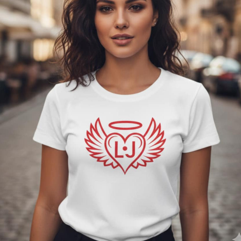 Тениска с червен велурен принт LJ3028 - FashionVibe