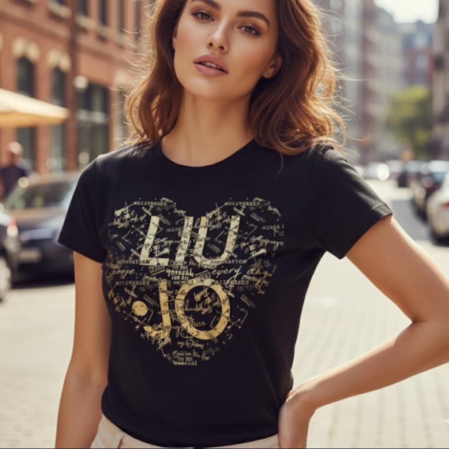 Тениска съв златен принт LJ3054 - FashionVibe