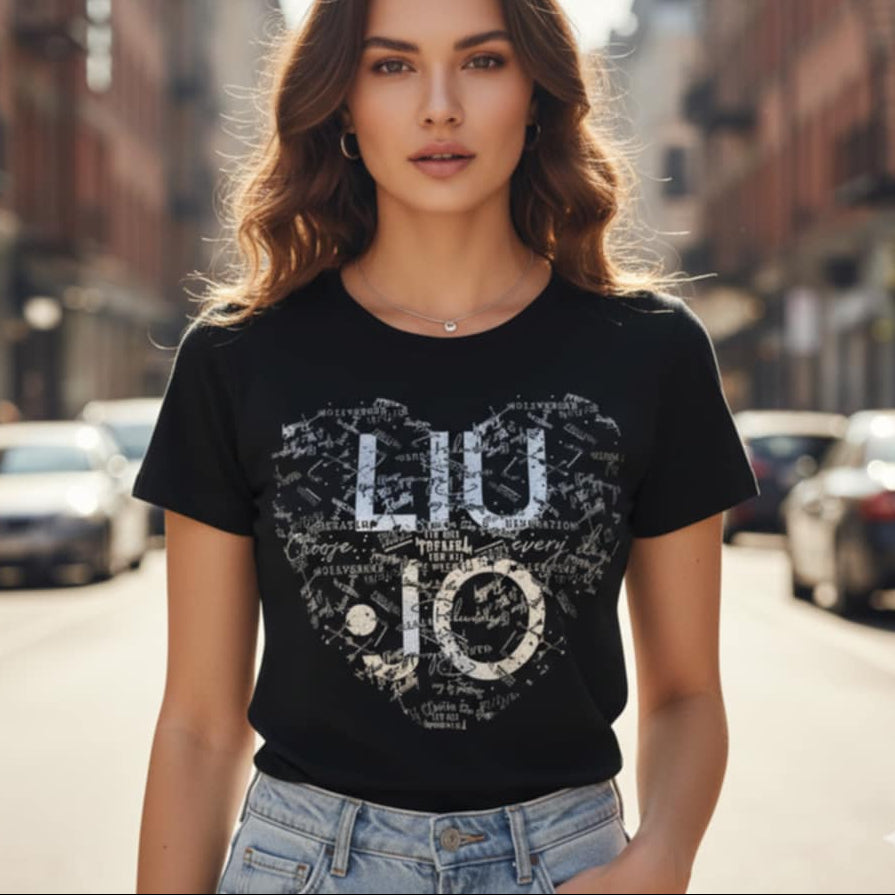 Тениска със сребърен принт LJ3055 - FashionVibe